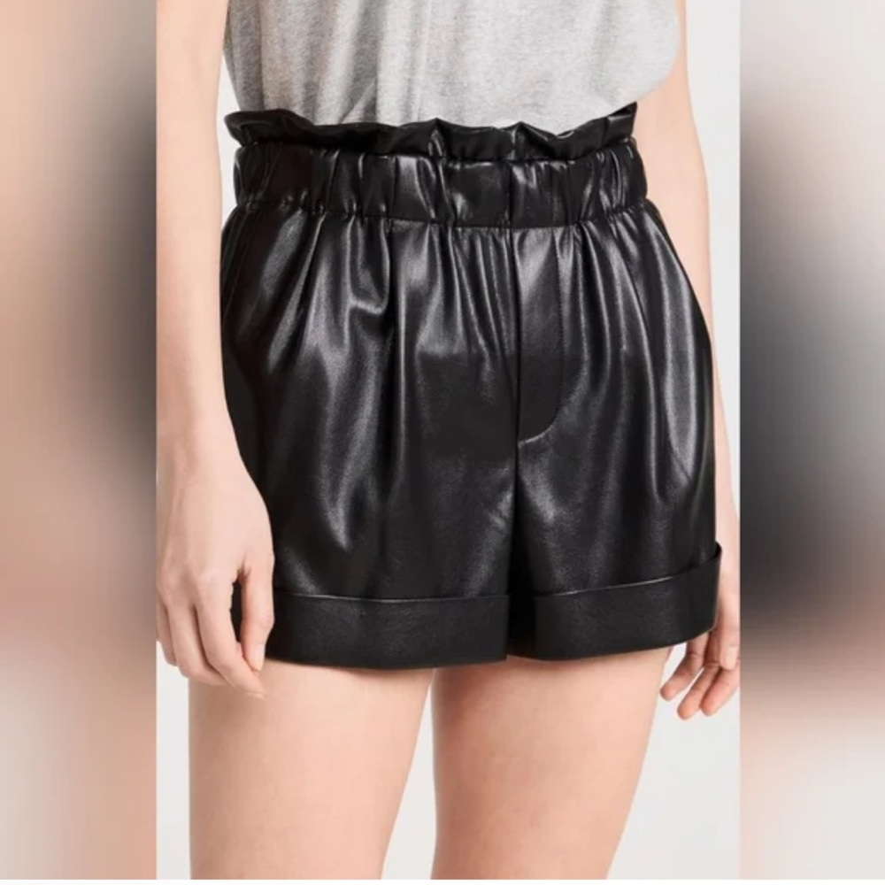 Alice & Olivia Black High Waisted Vegan  Leather Shorts Size: XL